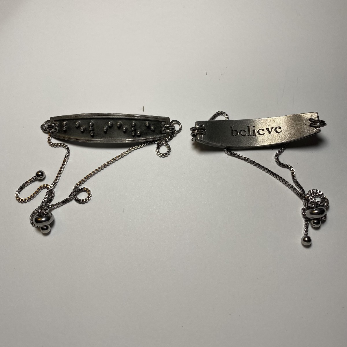 Picture picture of our Braille Bracelet, Believe
