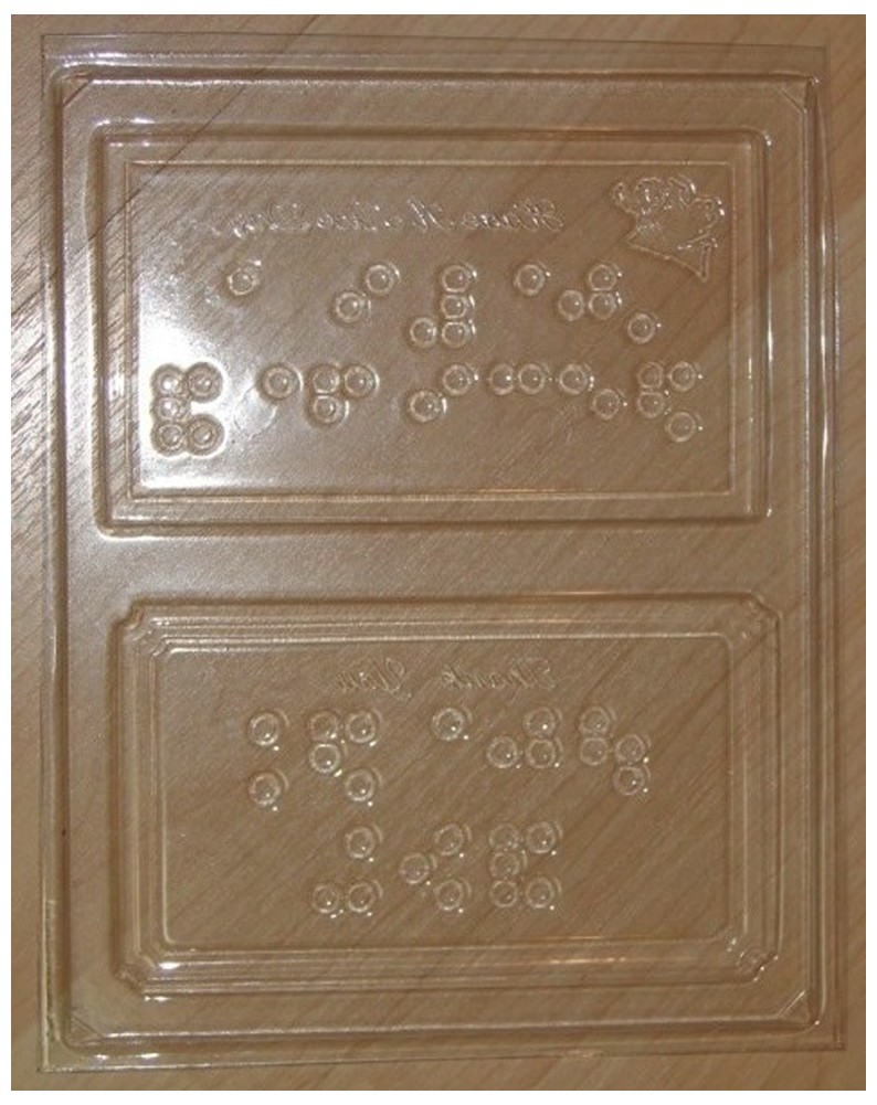 Larger Picture of our Braille Chocolate Mold: Have a Nice Day and Thank You