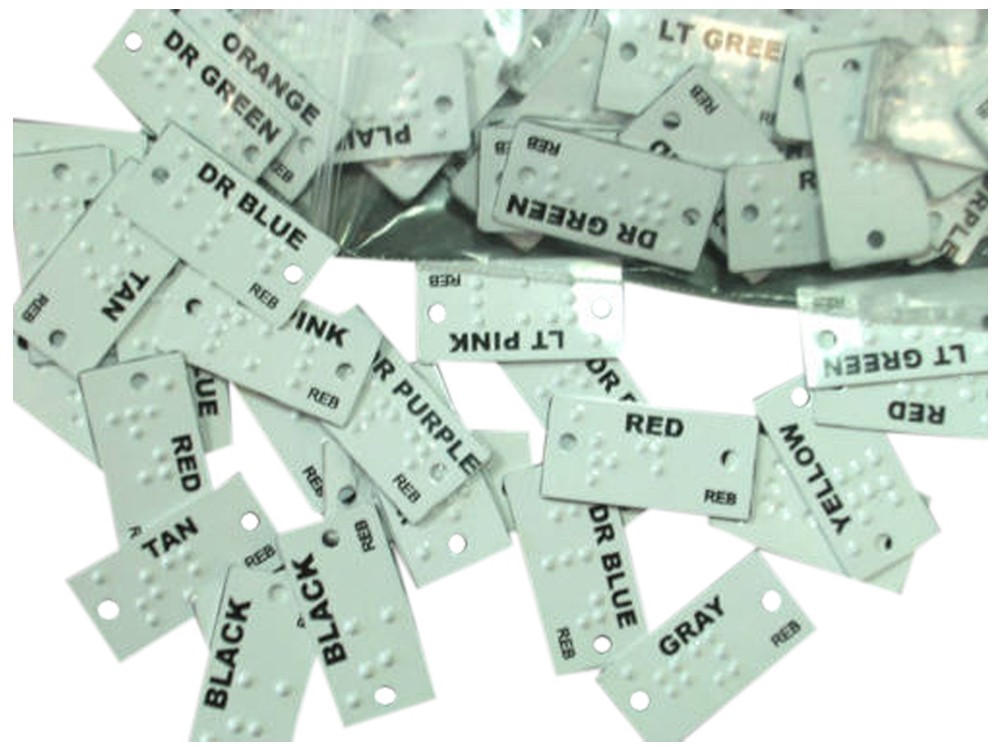 Larger picture of our Braille Clothing Tags, Colors