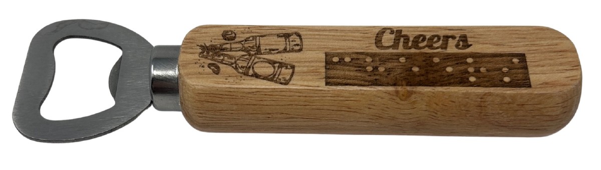 Picture picture of our Braille Bottle Opener, Cheers