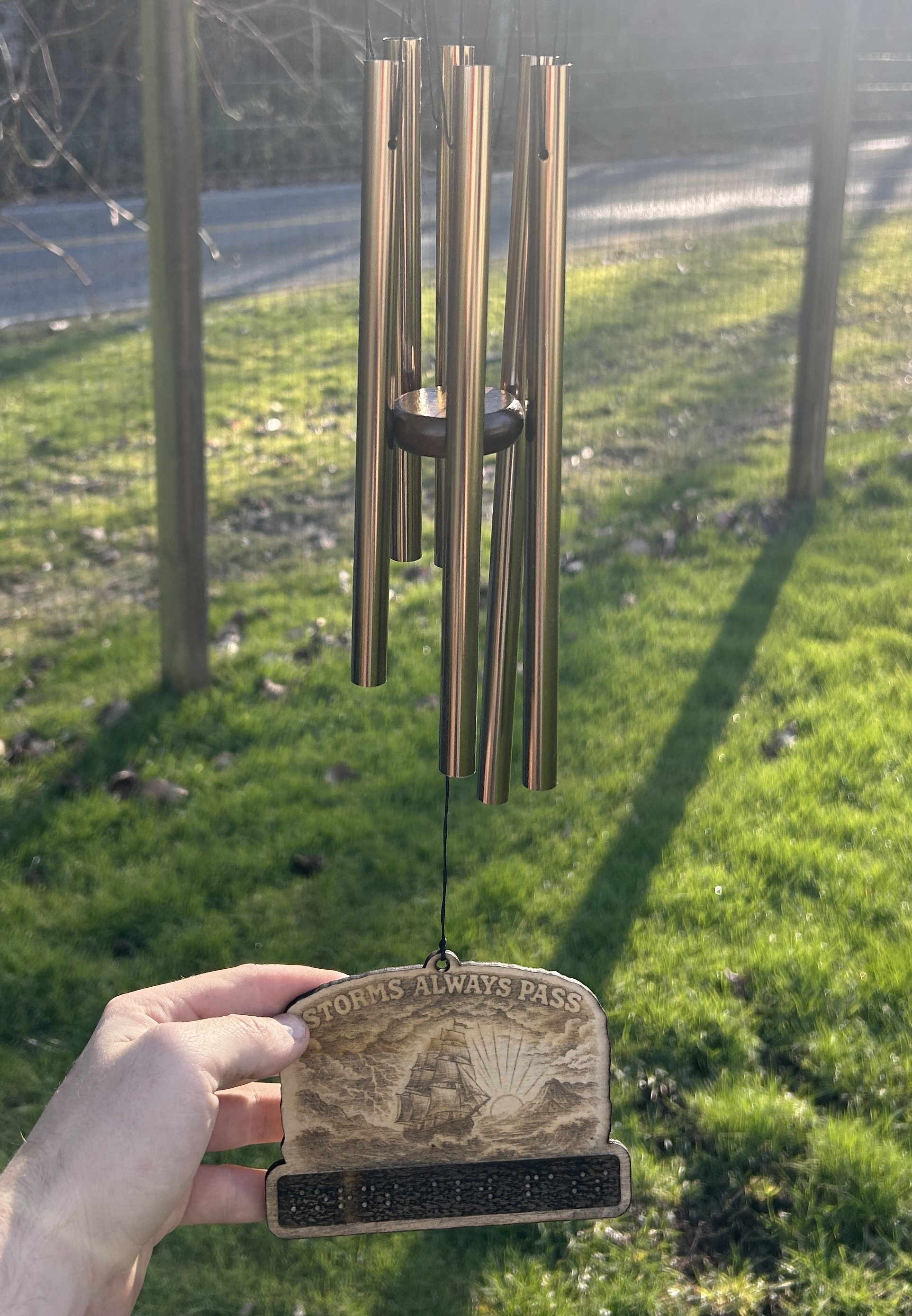 Different picture of our Braille Wind Chimes