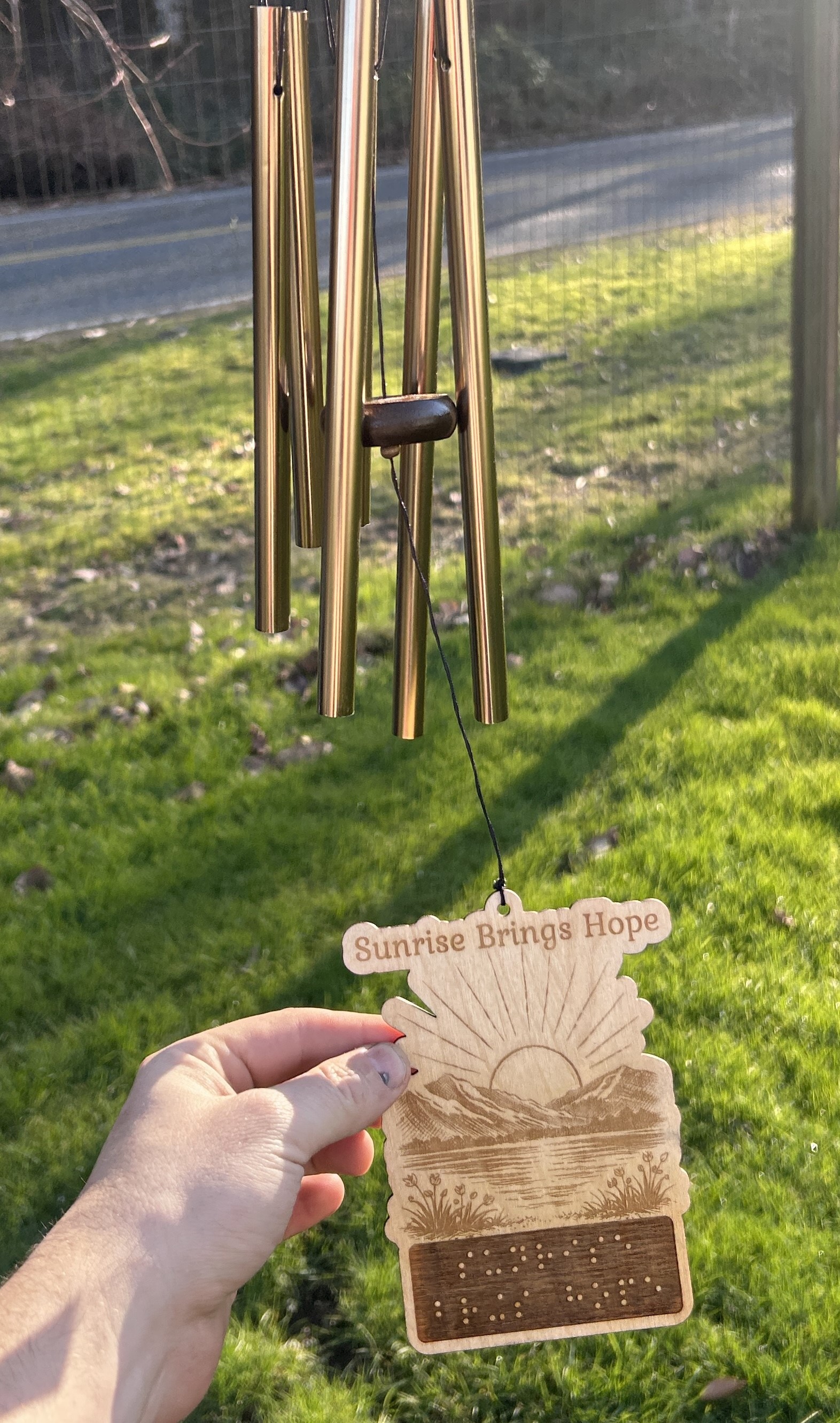 Different picture of our Braille Wind Chimes