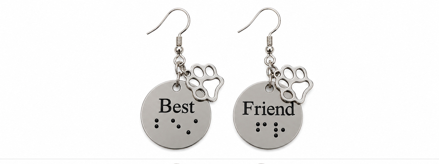 Picture picture of our Braille Earrings