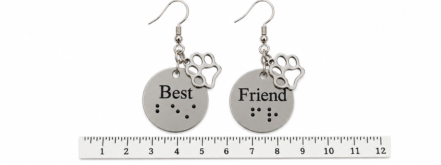 Different picture of our Braille Earrings