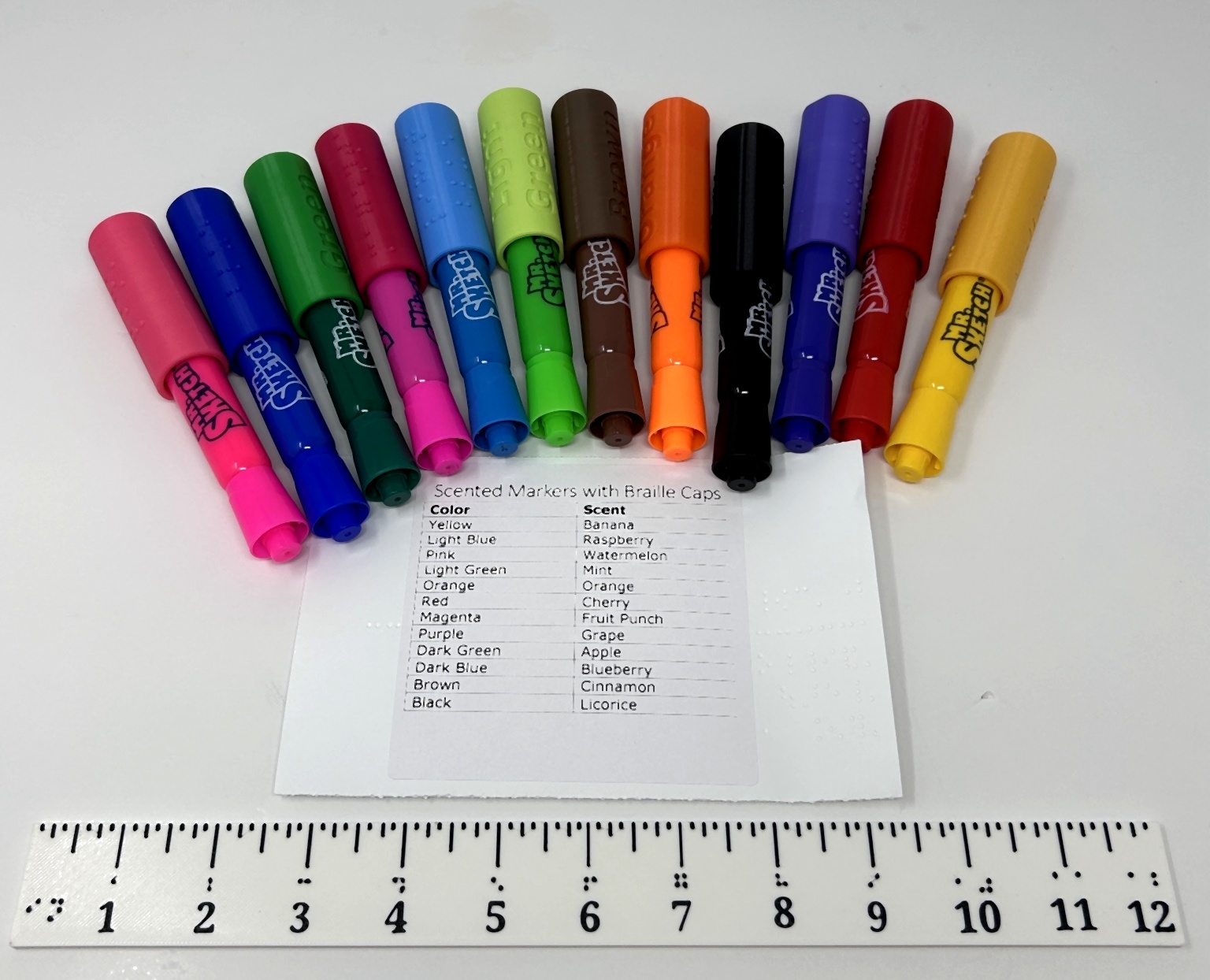 Different picture of our Scented Markers with Braille Caps