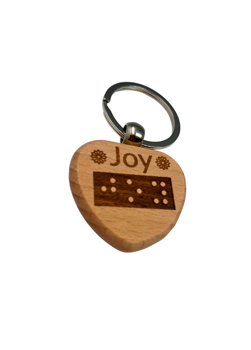 Picture picture of our Wooden Braille Keychain